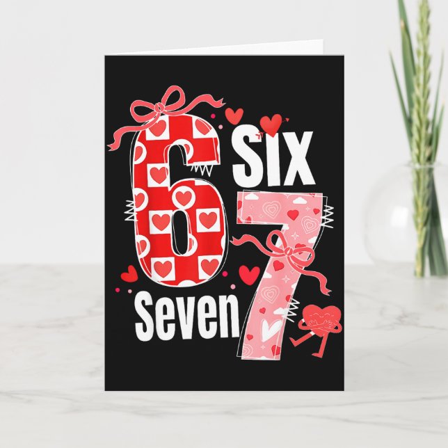 Tarjeta Valentín 67 Seis Siete Corazón Coqueta Lazo Valent (Anverso)