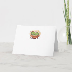 Tarjeta Valentín Atascado En Ti Cactus Lindo Pareja Amor P