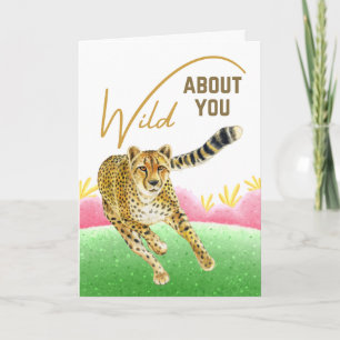 Tarjeta Valentín del prado de primavera del guepardo loco 