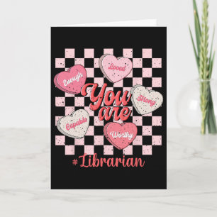 Tarjeta Valentín divertido bibliotecario amor corazón 