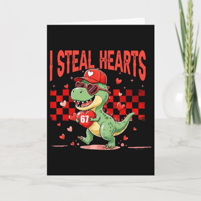 Tarjeta Valentín Ladrones de Corazones Chicos Dinosaurio S (Anverso)