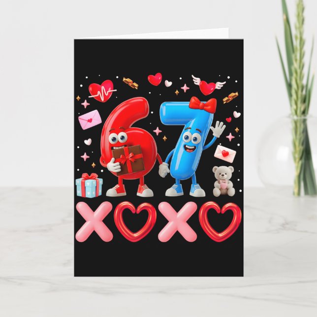 Tarjeta Valentín Seis Siete 67 Xoxo Globo Gen Alfa Meme  (Anverso)