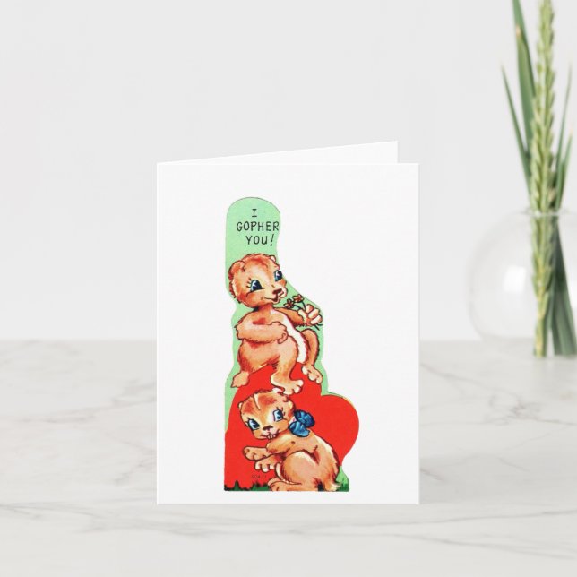 Tarjeta Valentín vintage de Gopher (Anverso)