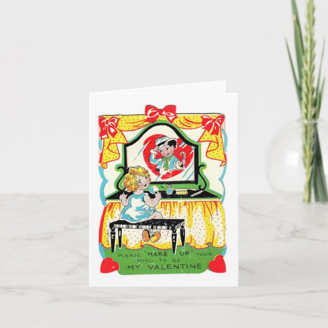 Tarjeta Valentín vintage "Maquillaje" (Anverso)