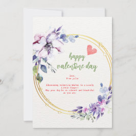 tarjeta valentina de flor dorada-estética púrpura