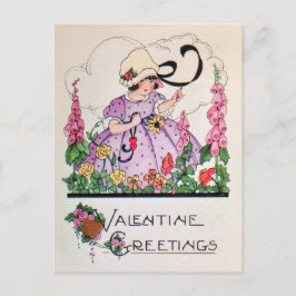 Tarjeta valentina de jardín chica con encanto