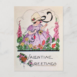 Tarjeta valentina de jardín chica con encanto