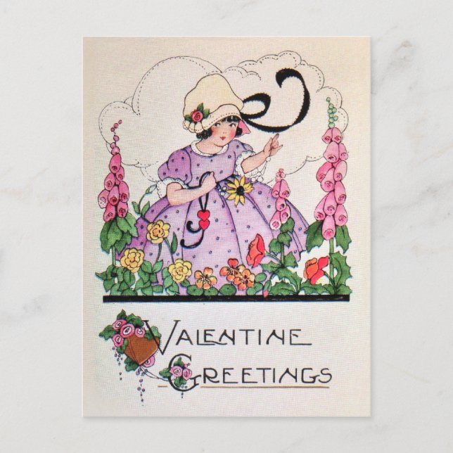 Tarjeta valentina de jardín chica con encanto (Anverso)