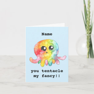 Tarjeta Valentinas de pulpo lindas personalizadas
