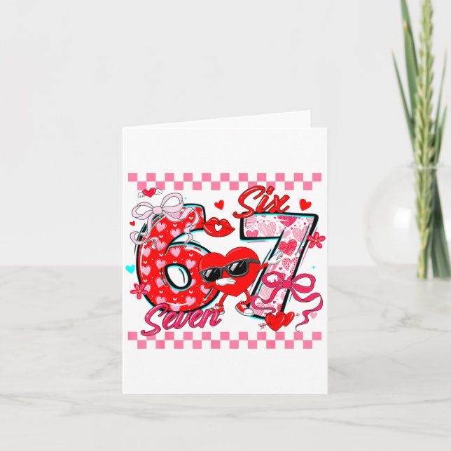 Tarjeta Valentine 67 Six Seven Meme Dabbing Hearts Matchin (Anverso)