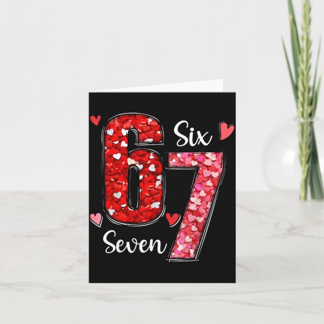 Tarjeta Valentine 67 Six Seven Meme Rose Hearts Valentine’ (Anverso)