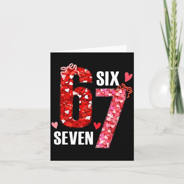 Tarjeta Valentine 67 Six Seven Rose Hearts Bow Valentine’s (Anverso)