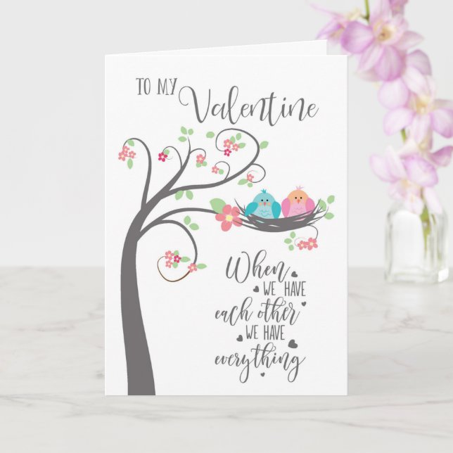 Tarjeta Valentine Bird Nest cuando nos tengamos (Orquídea)