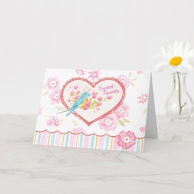 Tarjeta Valentine Blue Bird Sweet Tweets Bright Wishes (Planta pequeña)