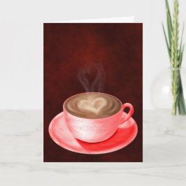Tarjeta Valentine Cappuccino Art Heart