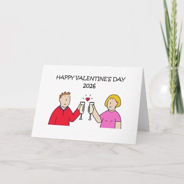 Tarjeta Valentine Couple Cartoon Card (Anverso)
