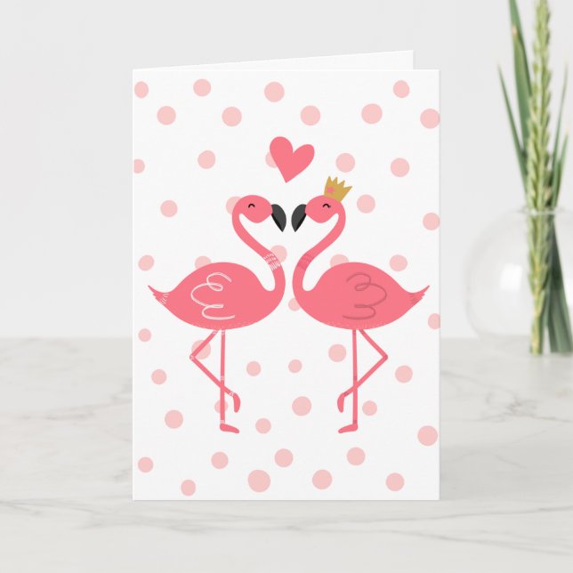 Tarjeta Valentine Flamingos | ¿No serás mía? (Anverso)