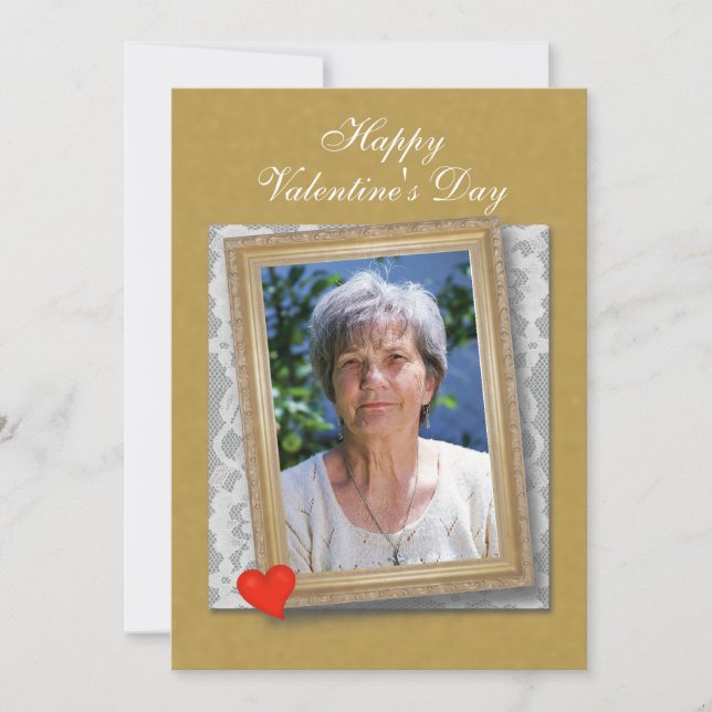 Tarjeta Valentine for Mom framed photo, lace and heart (Anverso)