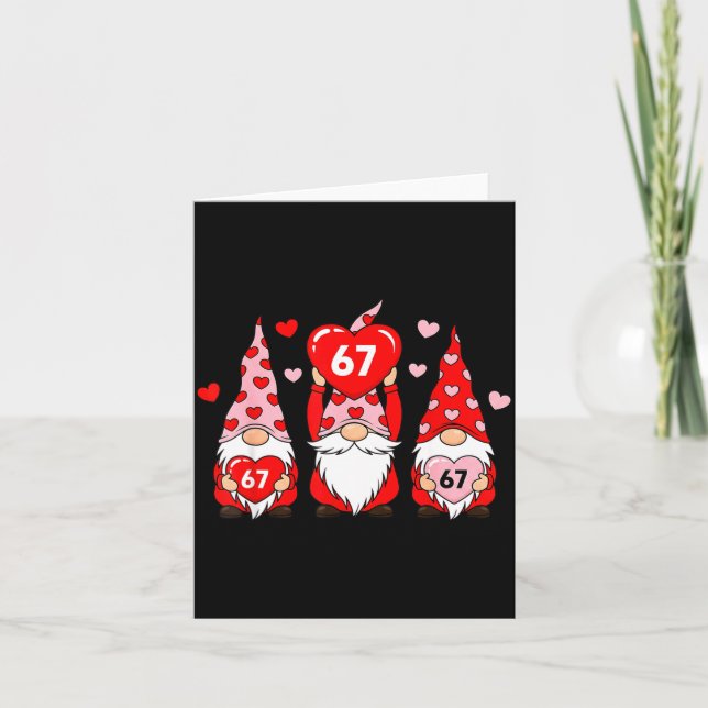 Tarjeta Valentine Gnomes 67 Funny Meme Cute Love Gnome Cou (Anverso)