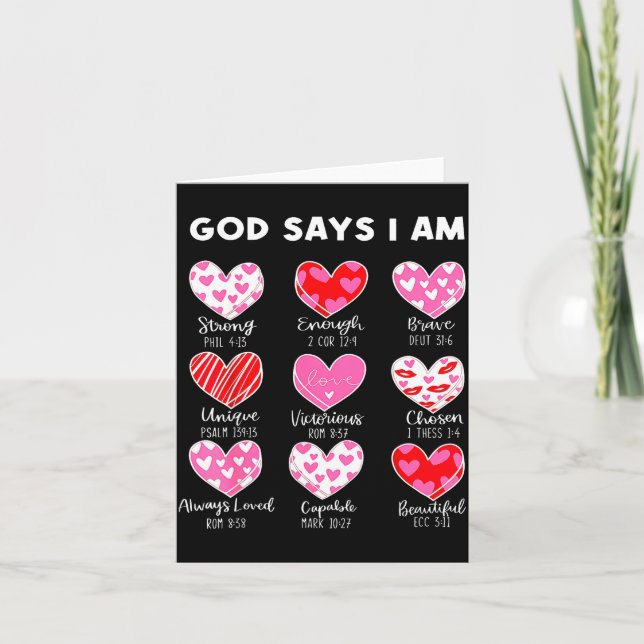 Tarjeta Valentine God Says I Am Heart Girl Women Kid Chris (Anverso)