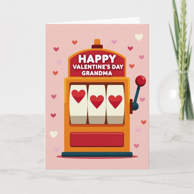 Tarjeta Valentine Grandma Slot Hearts Card (Anverso)