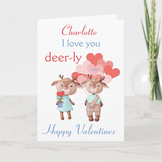 Tarjeta Valentine I Love You Deer-ly (Anverso)