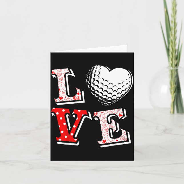 Tarjeta Valentine Love Golf Heart Valentine Day Women Men  (Anverso)