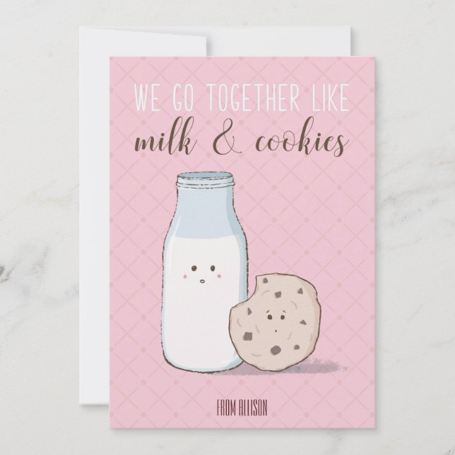 Tarjeta Valentine Milk y Cookies (Anverso)