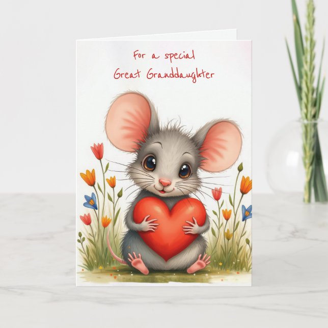 Tarjeta Valentine Mouse para la gran nieta (Anverso)
