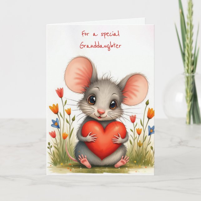 Tarjeta Valentine Mouse para nieta (Anverso)