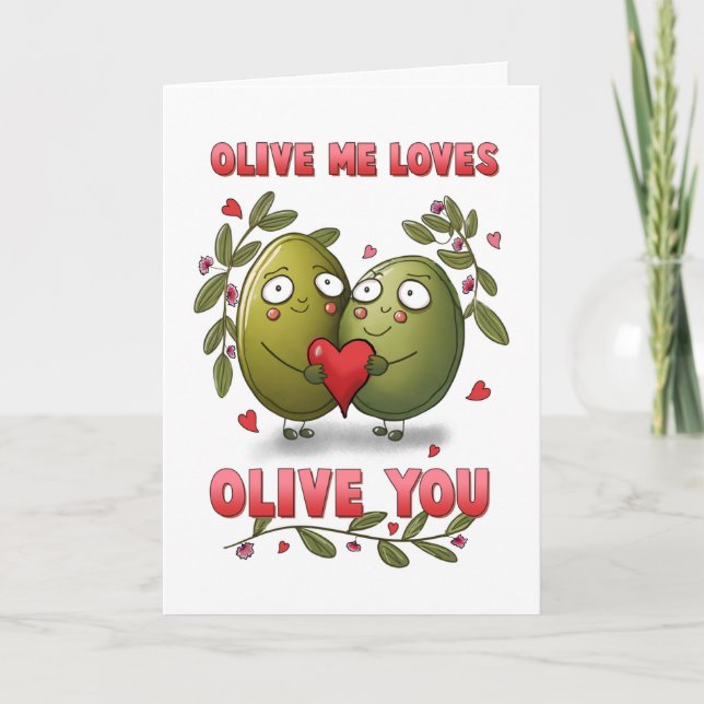 Tarjeta Valentine Olive Me Amas A Ti Pun (Anverso)