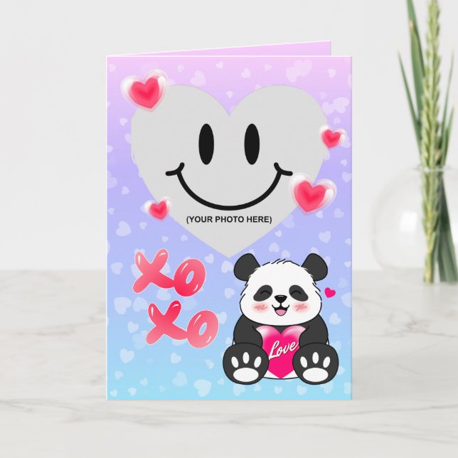 Tarjeta Valentine Panda en el amor (Anverso)