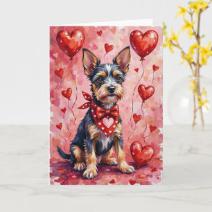 Tarjeta Valentine Perro Terrier Cesky Sentado con Corazone