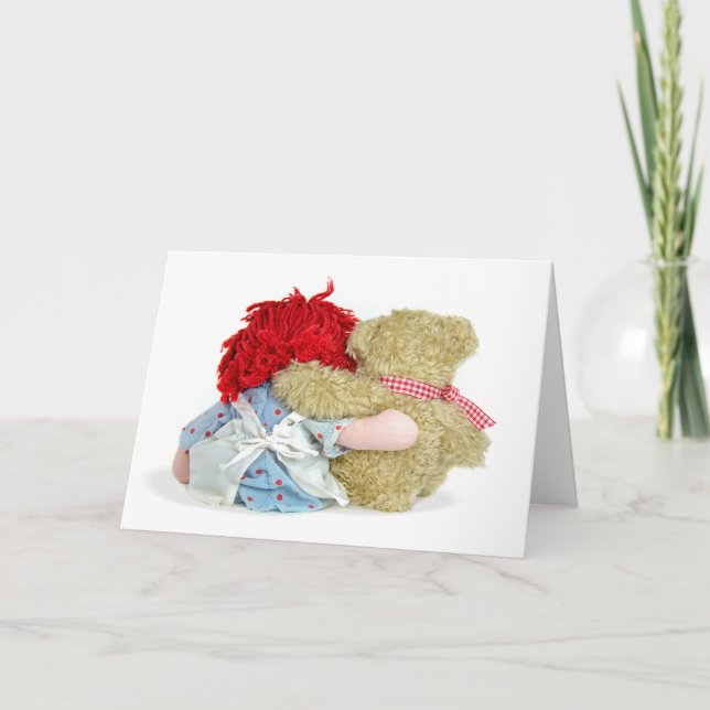 Tarjeta Valentine Rag Doll and Teddy Bear Hugging (Anverso)