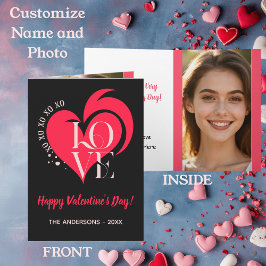 Tarjeta  Valentine Red Heart Love. Custom Text & Photo