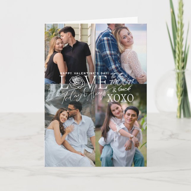 Tarjeta Valentine’s Day Calligraphy Photo Collage (Anverso)