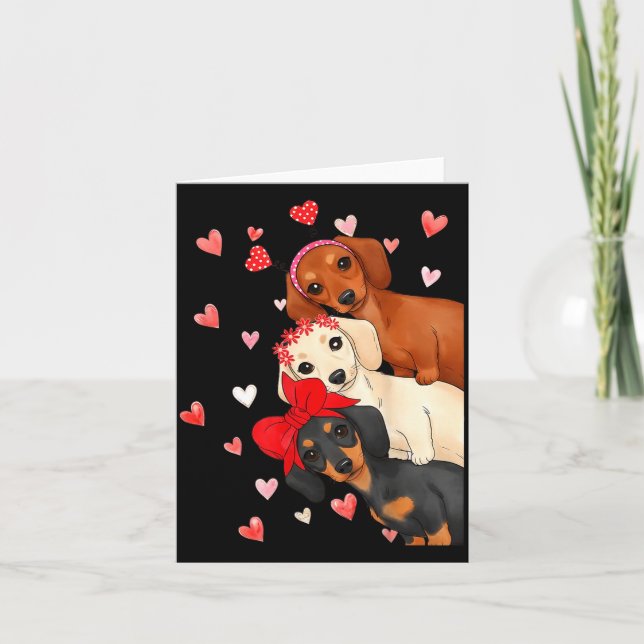 Tarjeta Valentine’s Day Dog Cute Dachshund Dogs For Dog Mo (Anverso)