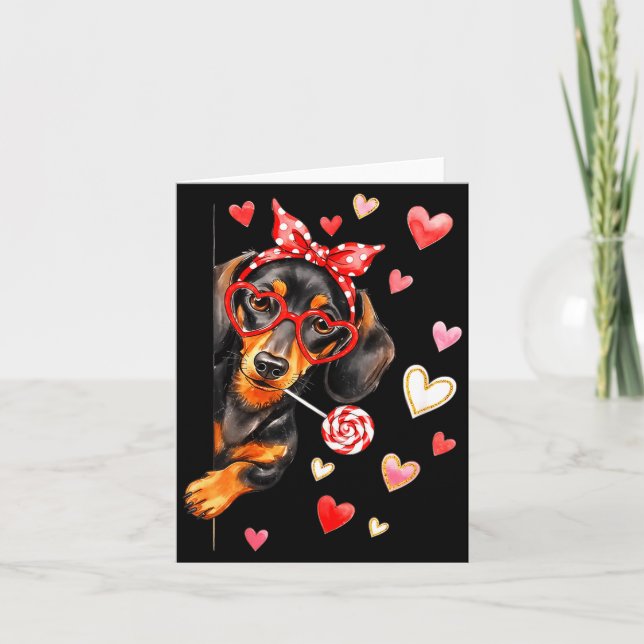 Tarjeta Valentine’s Day Dog Cute Dachshund Dogs For Dog Mo (Anverso)