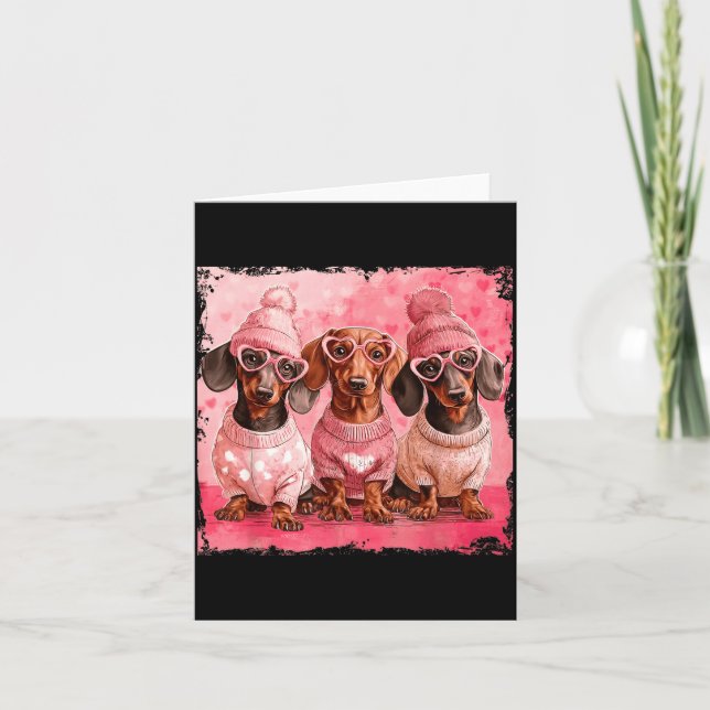 Tarjeta Valentine’s Day Dog Cute Dachshund Dogs For Dog Mo (Anverso)