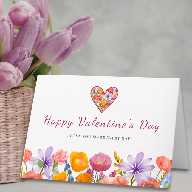 Tarjeta Valentine’s Day for Wife - Floral Border Flower (Subido por el creador)