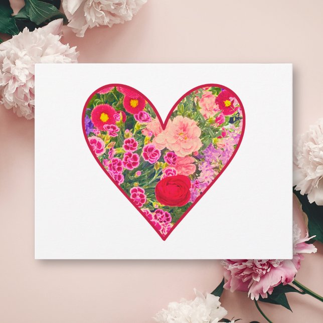 Tarjeta Valentine’s Day Gift - Pink Floral Heart Love (Subido por el creador)