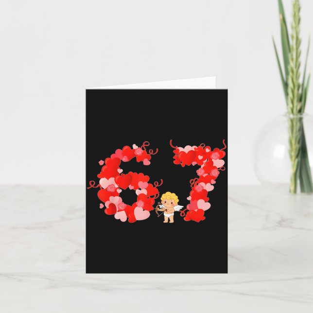 Tarjeta Valentine’s Day Hearts 67 Meme Six Seven 6 7 Cute  (Anverso)