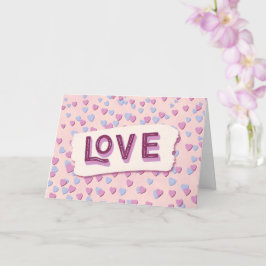 Tarjeta Valentine’s Day Love Pink and Blue Hearts