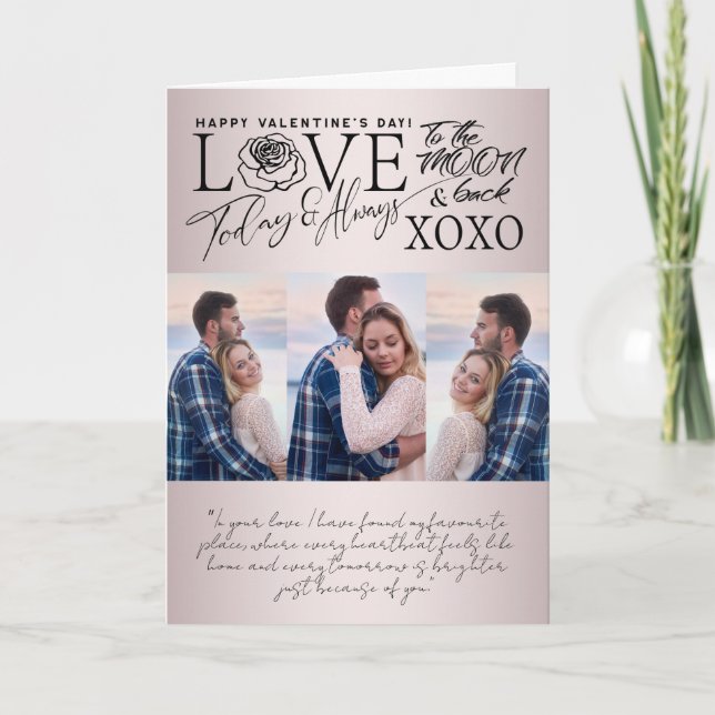 Tarjeta Valentine’s Day Soft Blush  Photo Collage  (Anverso)