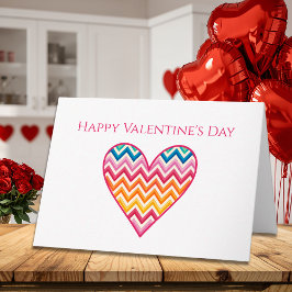 Tarjeta Valentine’s for Him - Chevron Heart Pink Love