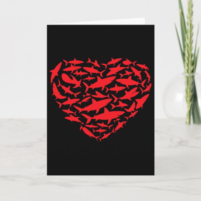 Tarjeta Valentine Sharks Heart Sea Animal Lover Ocean Wild (Anverso)