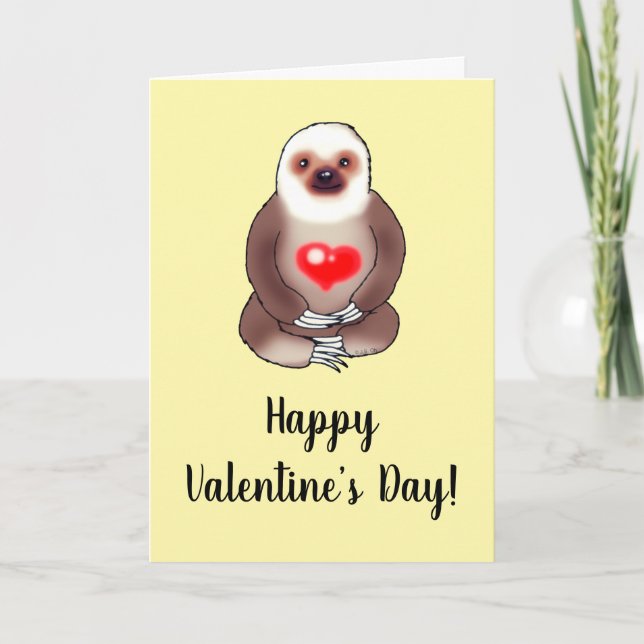 Tarjeta Valentine Sloth with Glowing Heart (Anverso)