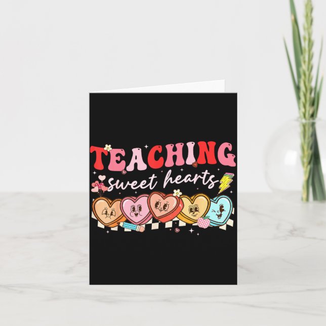 Tarjeta Valentine Teaching Sweet Hearts Teacher Men Women  (Anverso)