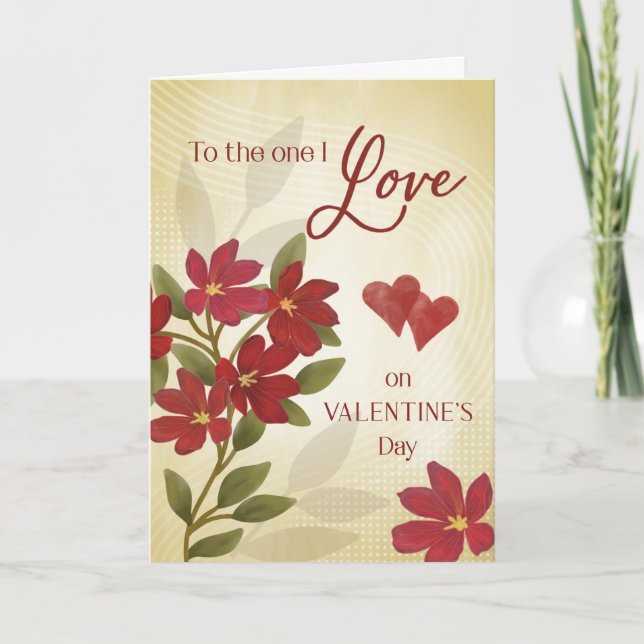 Tarjeta Valentine to the one I Love Red Floral Collage  (Anverso)