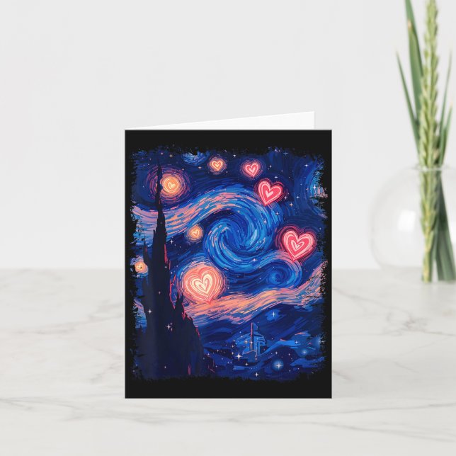 Tarjeta Valentine Van Gogh Starry Night Heart Matching Cou (Anverso)